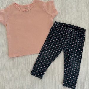6 month pink top with blue floral pants